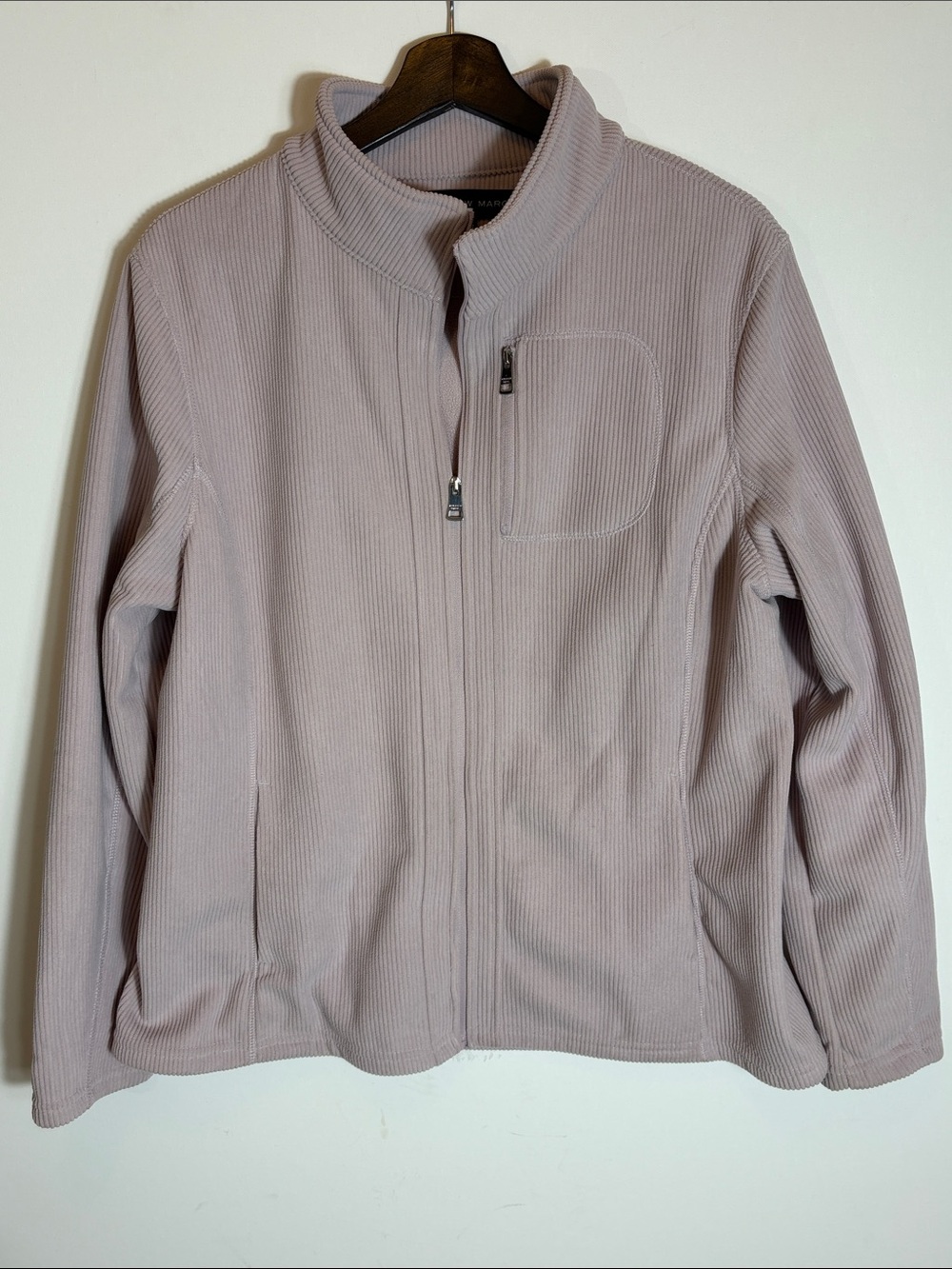 Andrew Marc Ribbed Full Zip Jacket Blush Pink Mock Neck Large